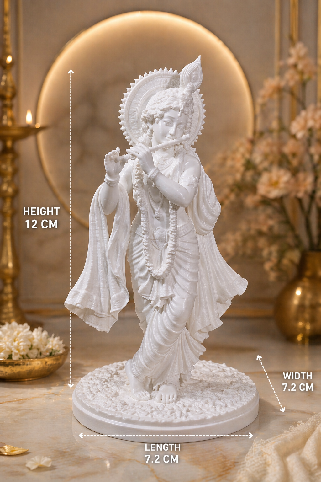 Lord Krishna Pure White Idol – Elegant Spiritual Décor Statue (12 cm) view 2